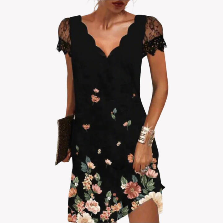 Loscano Spitzenkleid - Elegantes Cocktailkleid mit V-Ausschnitt für Hochzeits
