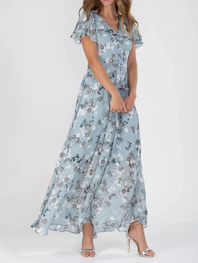 Maxikleid - Elegantes langes Sommerkleid mit Blumenmuster