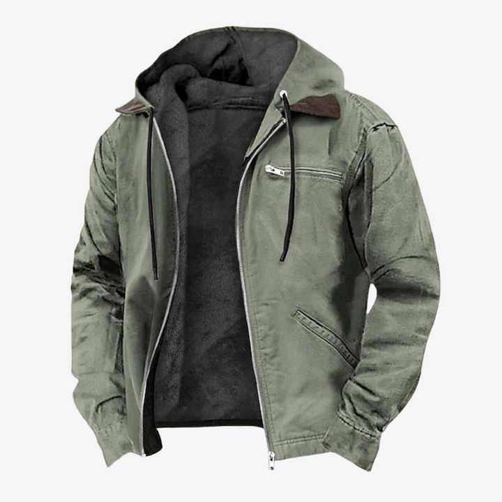 Gefütterte Herren Winterjacke – Warme & robuste Arbeitsjacke mit Fleecefutter und Kapuze