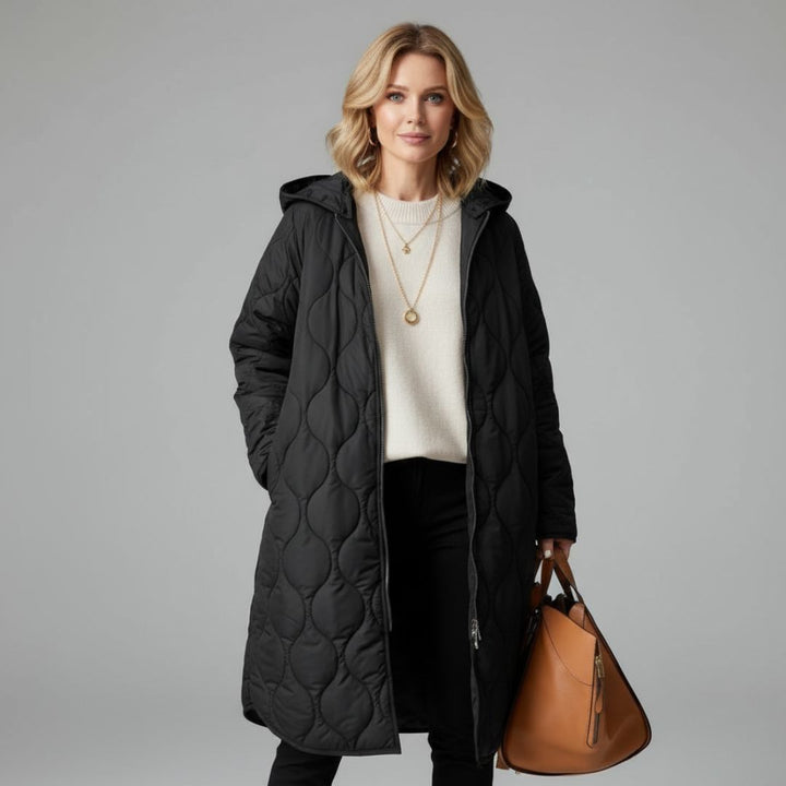 Margiela Maris Langer Steppmantel | Gesteppter Winterparka mit Kapuze