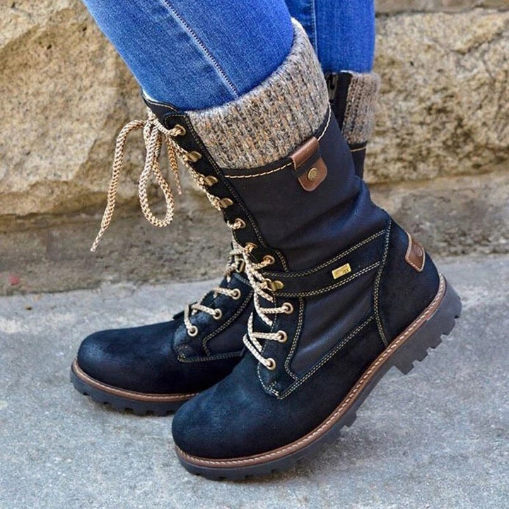 Gefütterte Damen Winterstiefel - Klassische Schnürboots mit Warmfutter & rutschfester Sohle - Winterfest