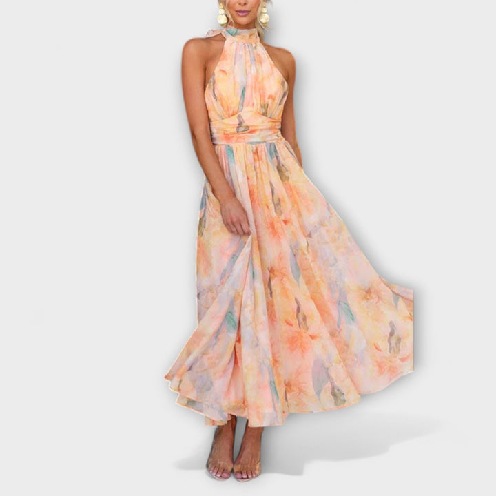 Sommerkleid für Damen - Stilvolles Halter-Neck Maxikleid mit Druck