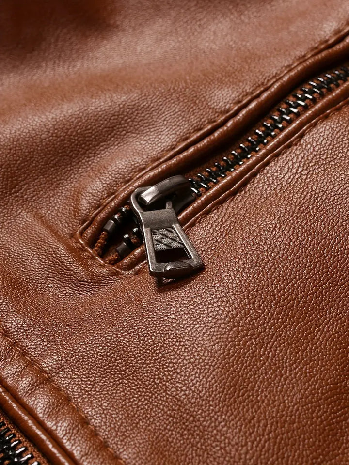 Ganti Lederjacke | Premium PU-Lederjacke im Bikerdesign für Herren
