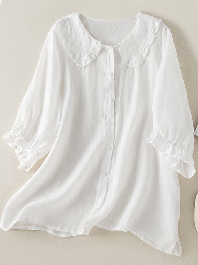 Blusenshirt - Luftiges Oberteil mit Rüschenkragen für Sommer