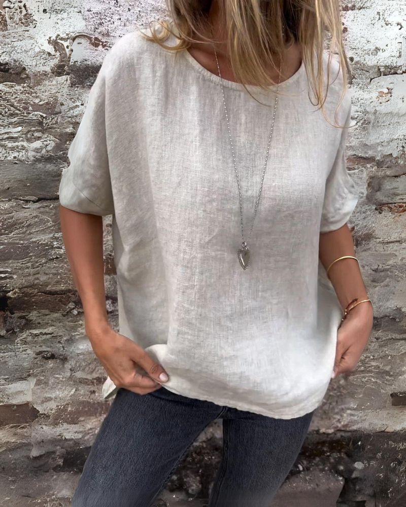 Gabriella Top | Elegantes Leinen/Baumwoll mix T-shirt für Damen