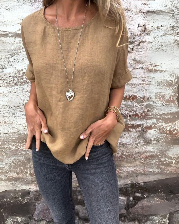 Gabriella Top | Elegantes Leinen/Baumwoll mix T-shirt für Damen