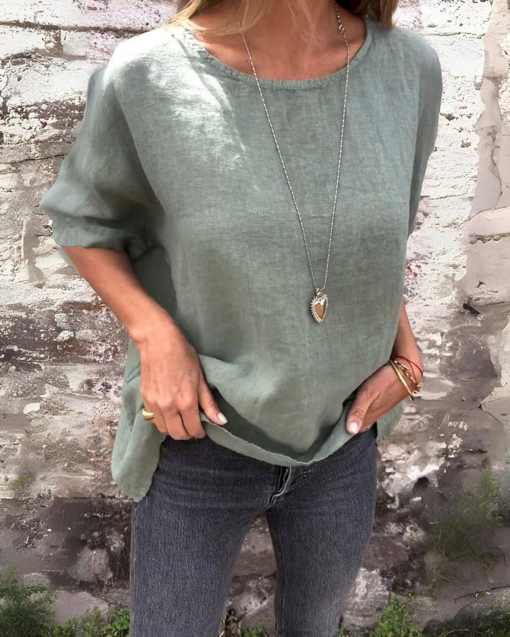 Gabriella Top | Elegantes Leinen/Baumwoll mix T-shirt für Damen