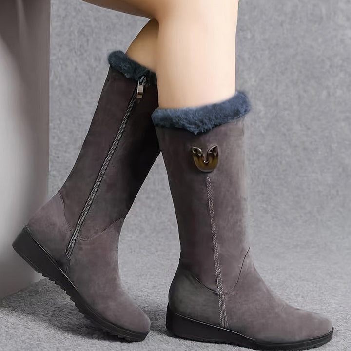 Winterstiefel für Damen - Warme Fleece-gefütterte kniehohe Stiefeletten mit rutschfester Sohle