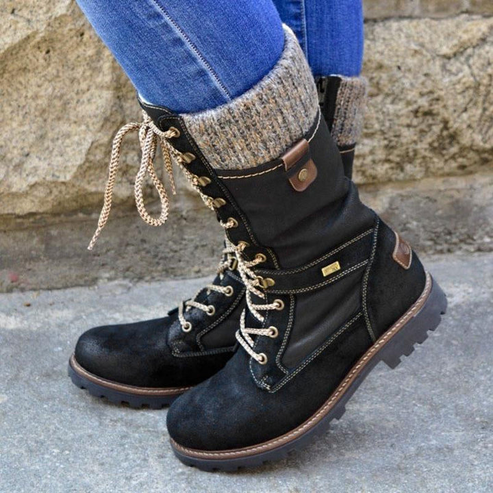 Gefütterte Damen Winterstiefel - Klassische Schnürboots mit Warmfutter & rutschfester Sohle - Winterfest