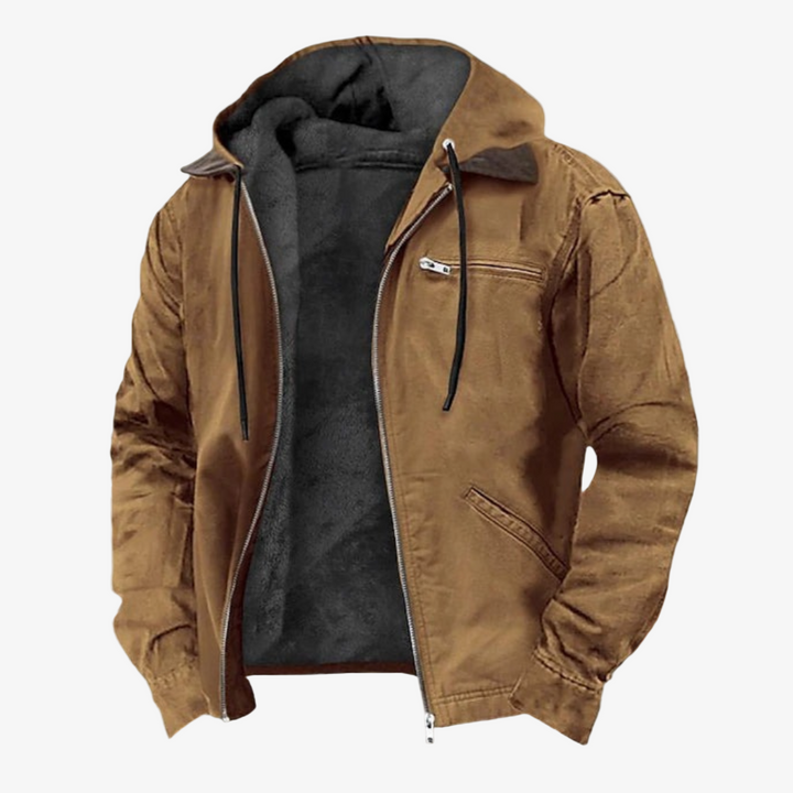 Gefütterte Herren Winterjacke – Warme & robuste Arbeitsjacke mit Fleecefutter und Kapuze