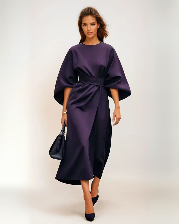 Midikleid für Damen - Elegantes Business Kleid mit Fledermausärmeln