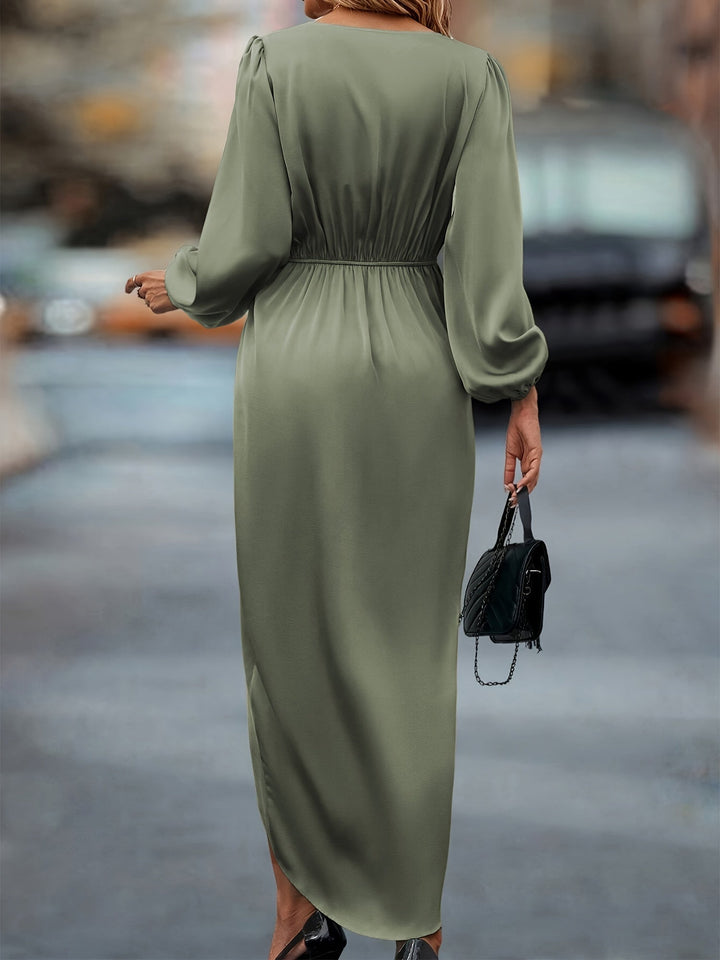 Olivia Maxikleid | Formal Baumwoll-Wickelkleid mit geraffter Taille