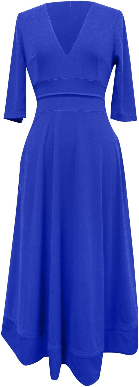 Abendkleid für Damen - Elegantes Midikleid mit V-Ausschnitt