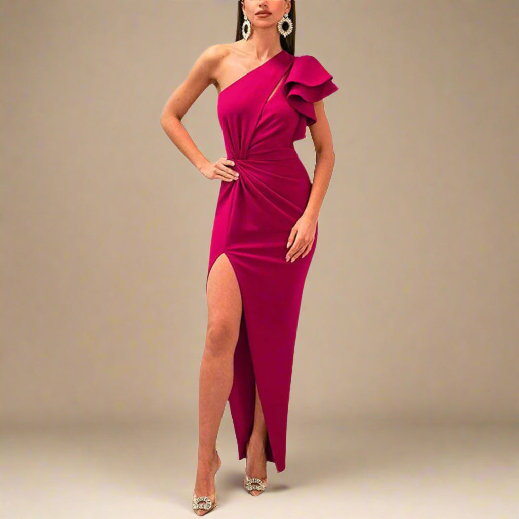 Gabriella Abendkleid | Elegantes Satin One-Shoulder Hochzeitsgast Kleid