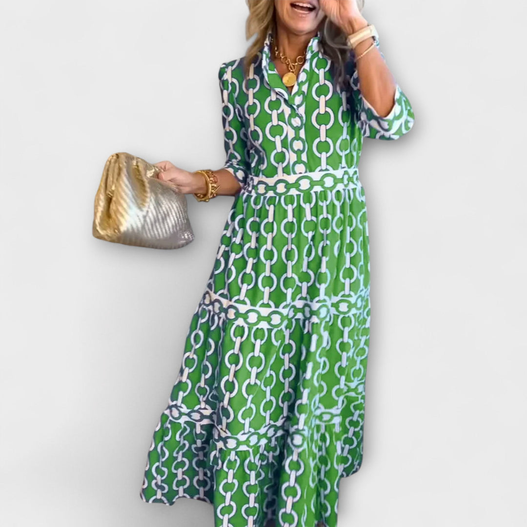 Sommerkleid - Stilvolles Midi-Kleid mit Kettenmuster