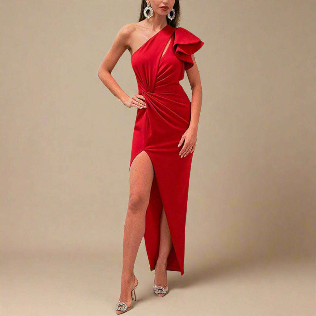 Gabriella Abendkleid | Elegantes Satin One-Shoulder Hochzeitsgast Kleid