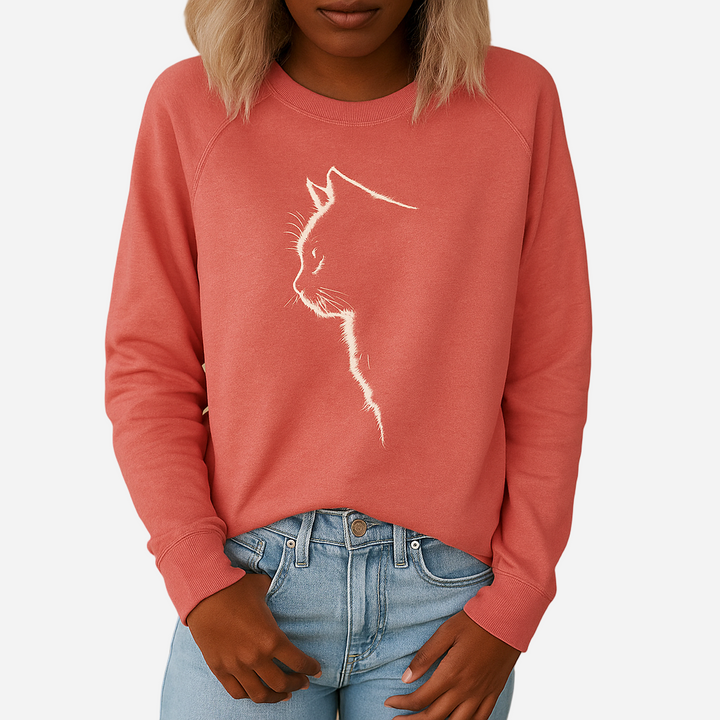 Strickpullover für Damen - Katzenprint & Süß für den Winter