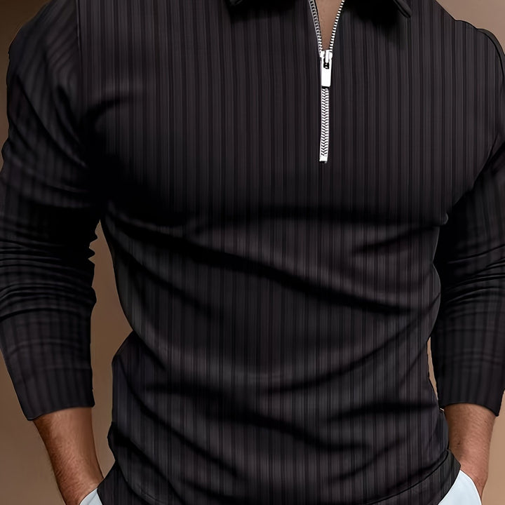 Polo Shirt für Herren - Gerippt & Langarm für den Winter