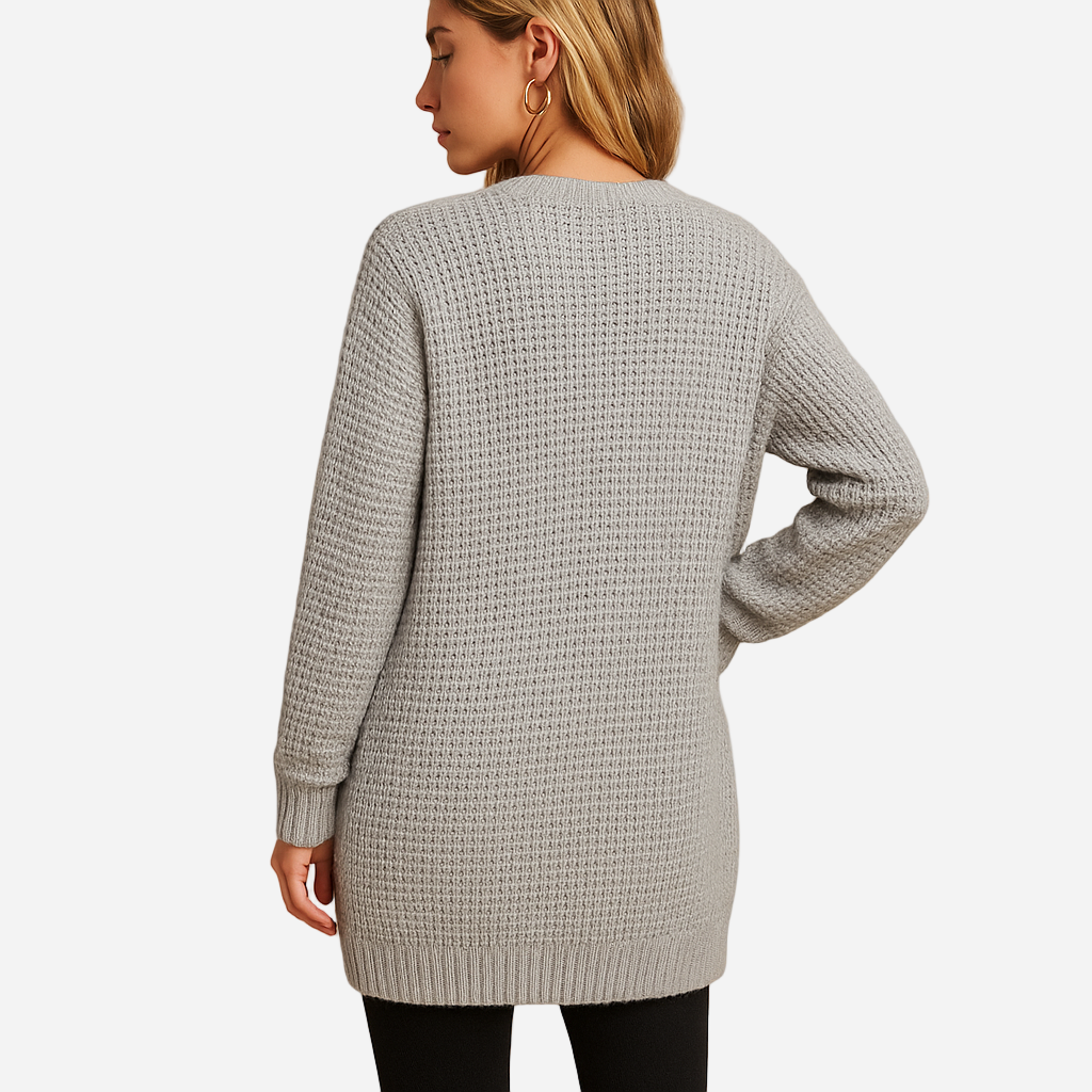 Strickjacke für Damen - Lang, V-Ausschnitt & Taschen für den Winter