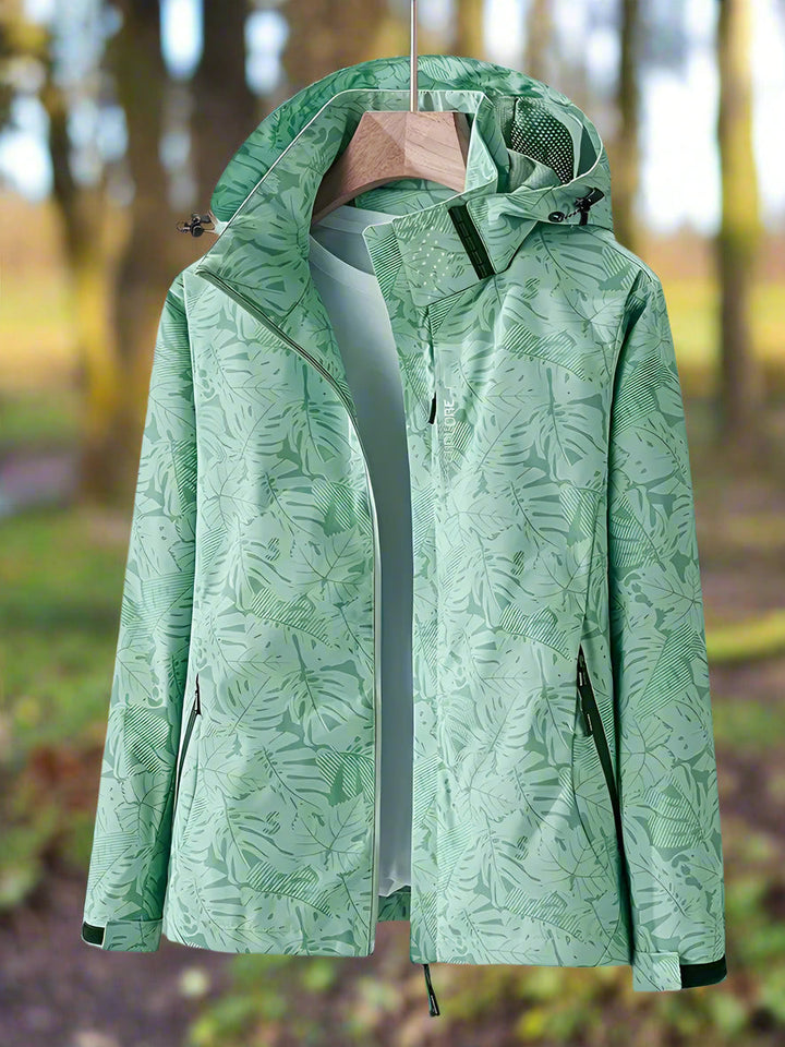 Regenjacke für Damen - Wasserfeste Sommerjacke mit Blättermuster