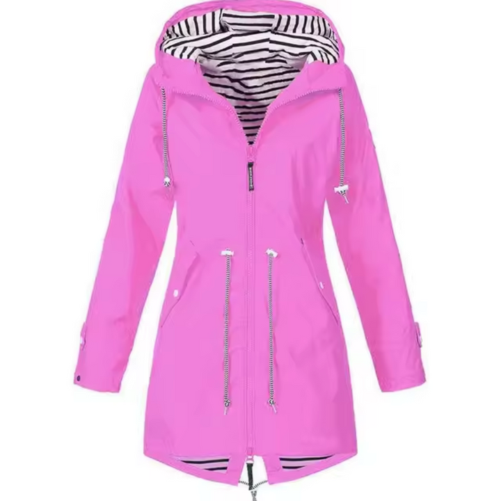 Regenjacke für Damen - Lange Wasserfeste Jacke mit Kapuze