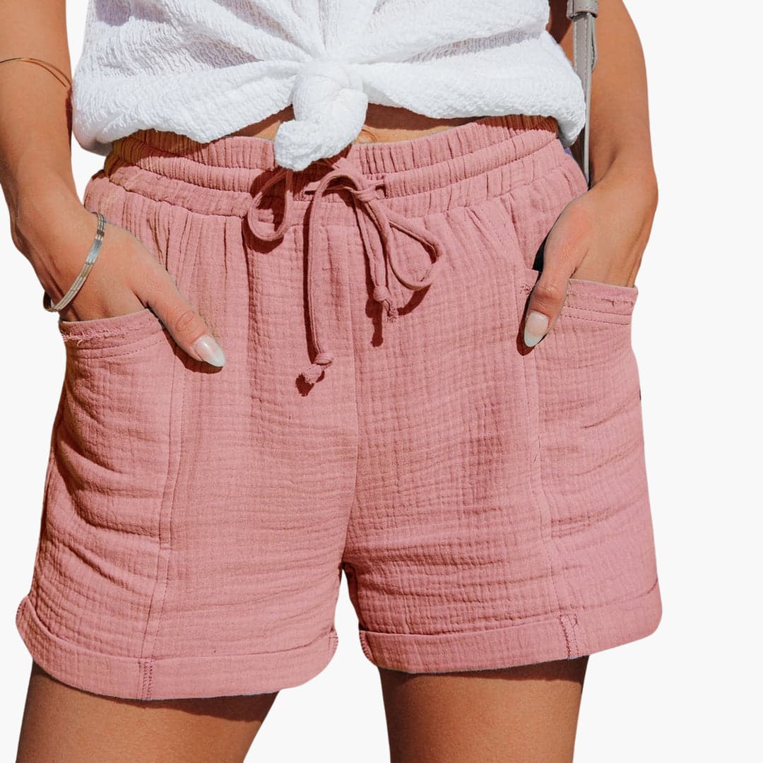 Musselin Shorts - Luftige Sommer Kurze Hose mit Taschen