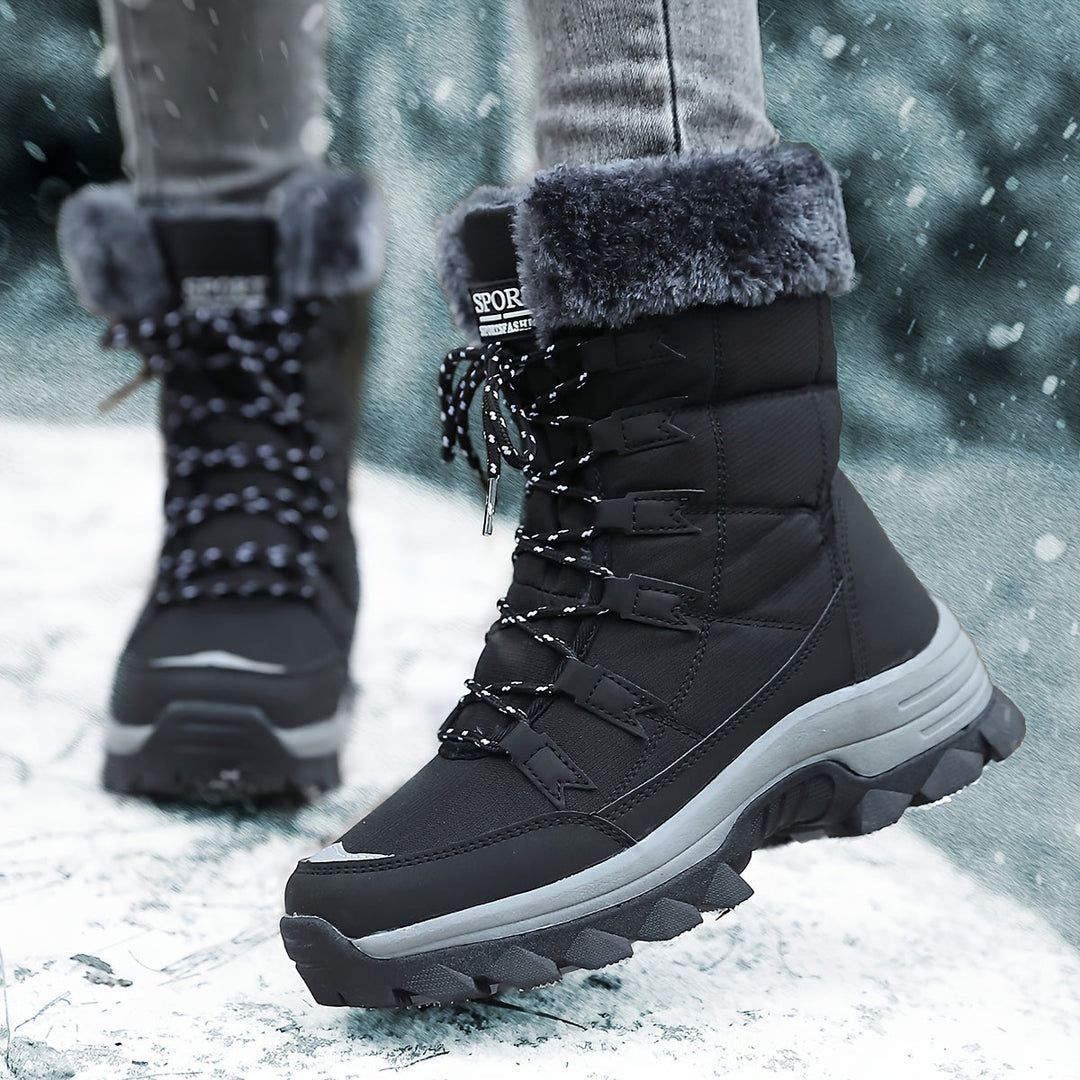 Gefütterte Schneestiefel für Damen - Wasserabweisende & Rutschfeste Winterboots mit Schnürung für den Winter