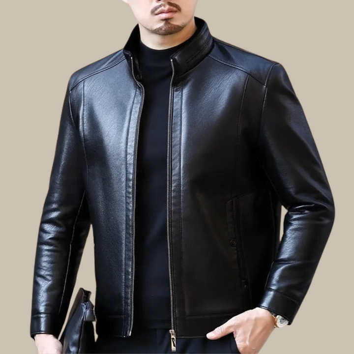 Ganti Lederjacke | Stilvolle italienische PU-Lederjacke/Zwischenjacke für Männer mit Reißverschluss