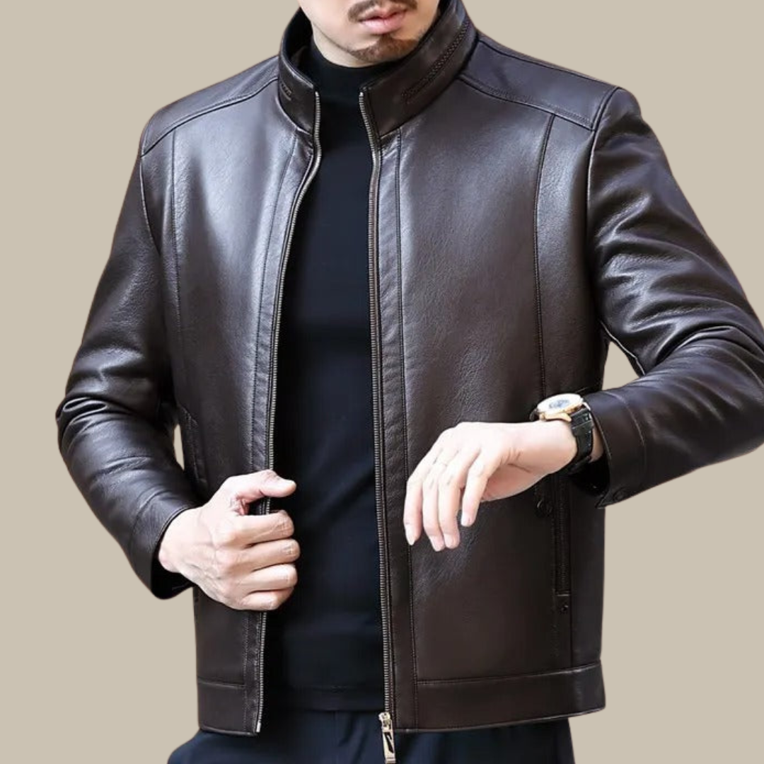 Ganti Lederjacke | Stilvolle italienische PU-Lederjacke/Zwischenjacke für Männer mit Reißverschluss