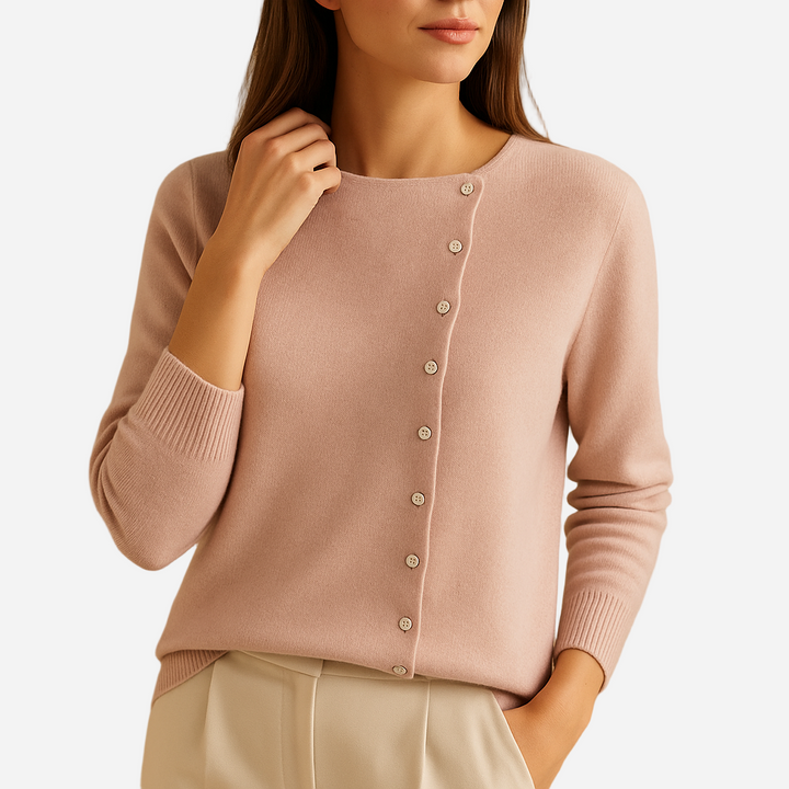 Strickjacke für Damen - Warmer Cardigan mit Rundhals für den Winter