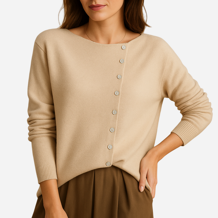 Strickjacke für Damen - Warmer Cardigan mit Rundhals für den Winter