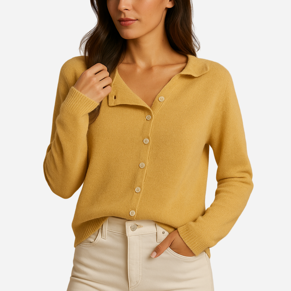 Strickjacke für Damen - Warmer Cardigan mit Rundhals für den Winter