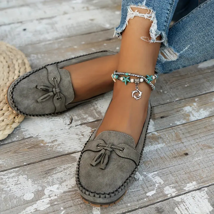 Mokassins - Bequeme Halbschuhe mit Schleife für Sommer