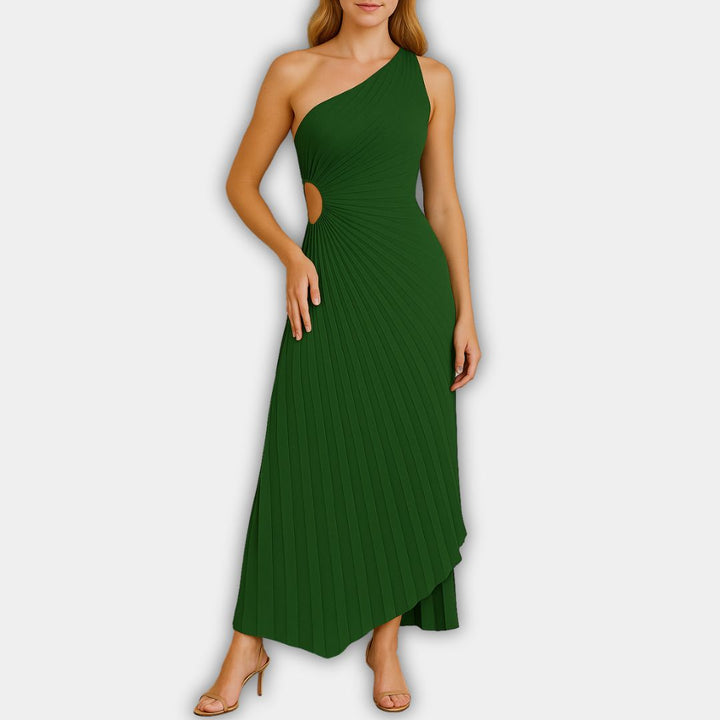 Loscano Plissee Kleid | Elegantes One-Shoulder Abendkleid für Hochzeitsgäste