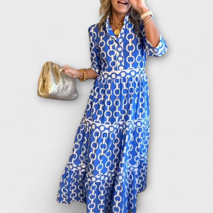 Sommerkleid - Stilvolles Midi-Kleid mit Kettenmuster