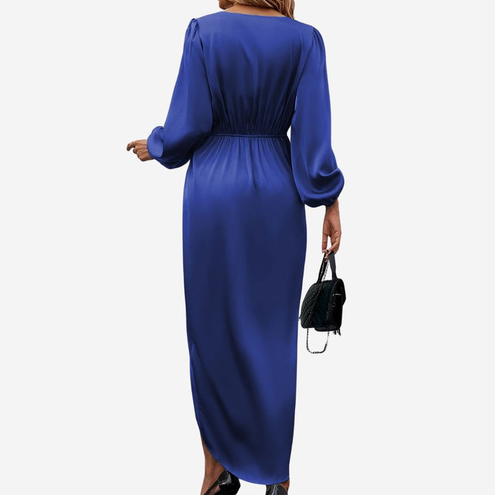 Olivia Maxikleid - Elegantes Satin-Optik Wickelkleid