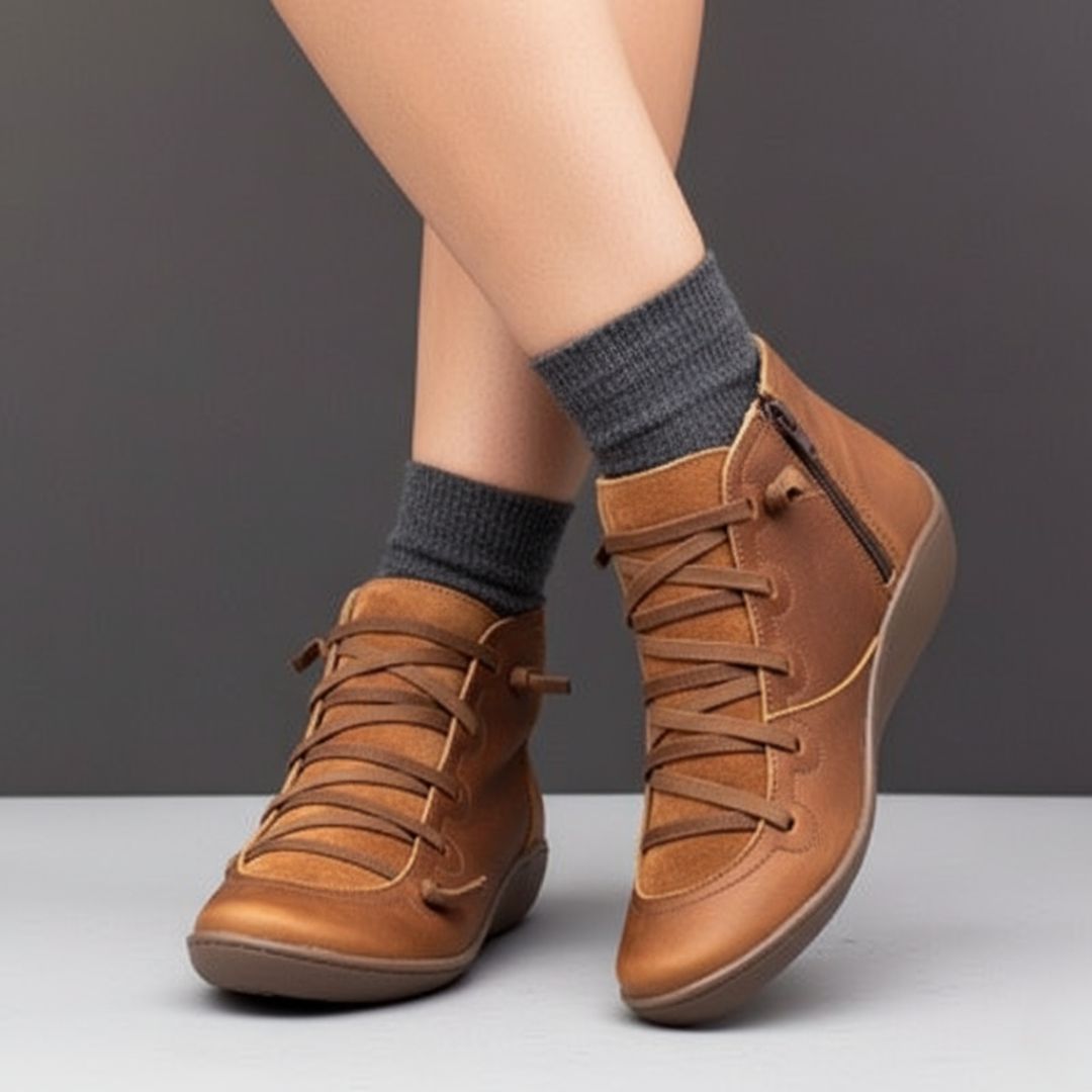 Winter Stiefeletten für Damen – Orthopädische Boots mit flacher Sohle & Reißverschluss
