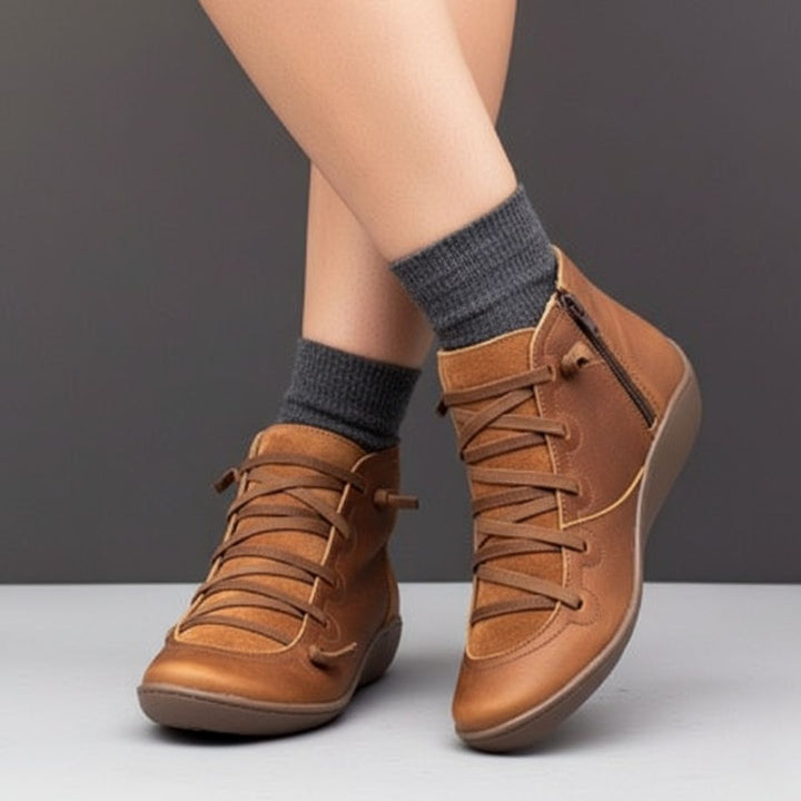 Winter Stiefeletten für Damen – Orthopädische Boots mit flacher Sohle & Reißverschluss