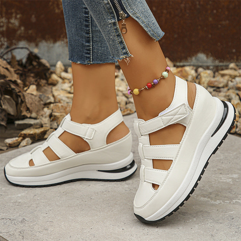 Sandaletten für Damen - Bequeme Platform Sandalen mit Klettverschluss
