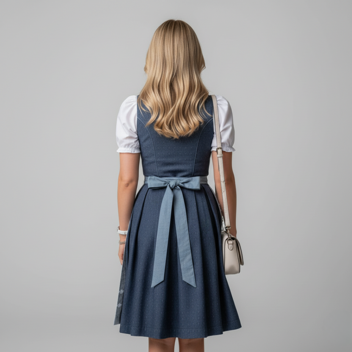 Midi Dirndl für Damen – 3-teiliges Set mit Bluse & Schürze für Oktoberfest