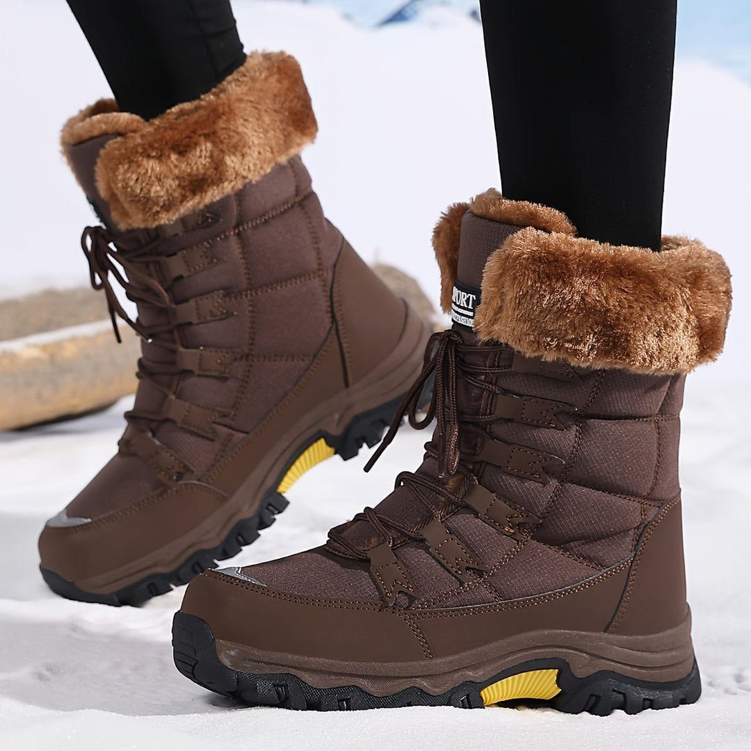 Gefütterte Schneestiefel für Damen - Wasserabweisende & Rutschfeste Winterboots mit Schnürung für den Winter