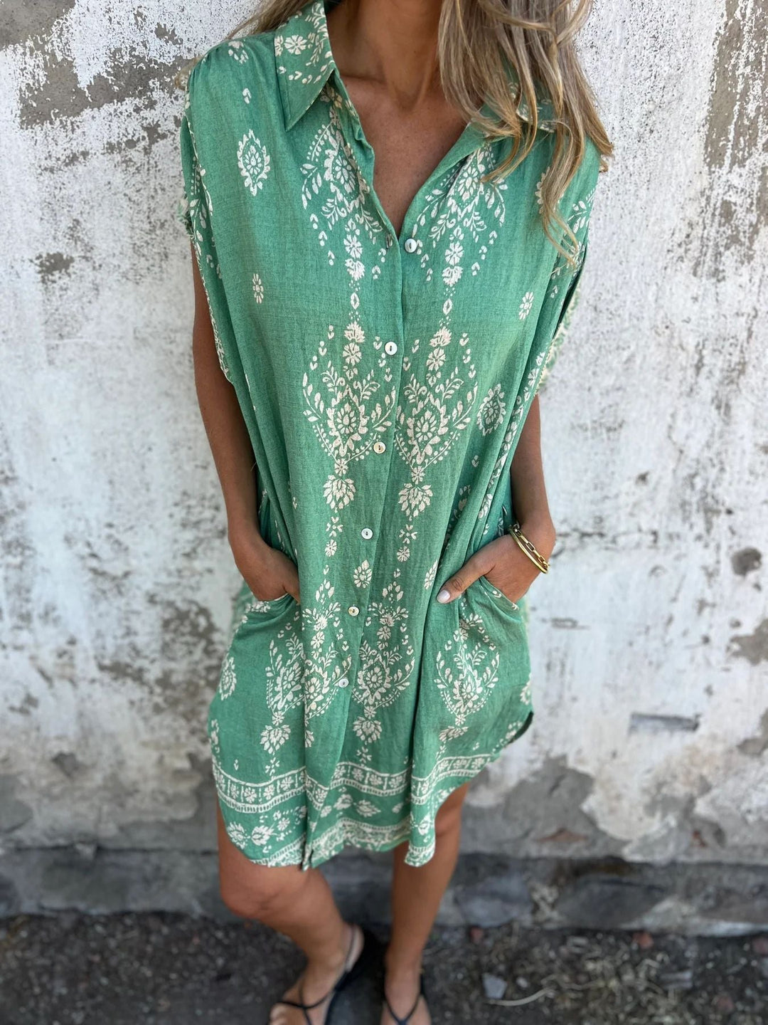 Hemdblusenkleid für Damen - Bedrucktes Maxikleid für Sommer