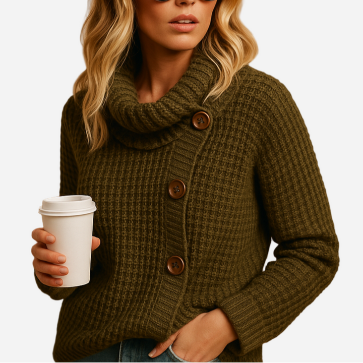 Rollkragenpullover für Damen - Stilvoll & Knöpfe für den Winter
