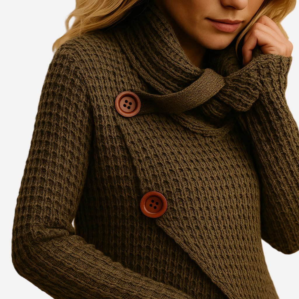 Rollkragenpullover für Damen - Stilvoll & Knöpfe für den Winter