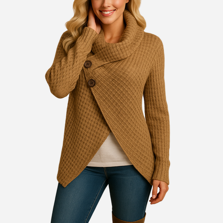 Rollkragenpullover für Damen - Stilvoll & Knöpfe für den Winter