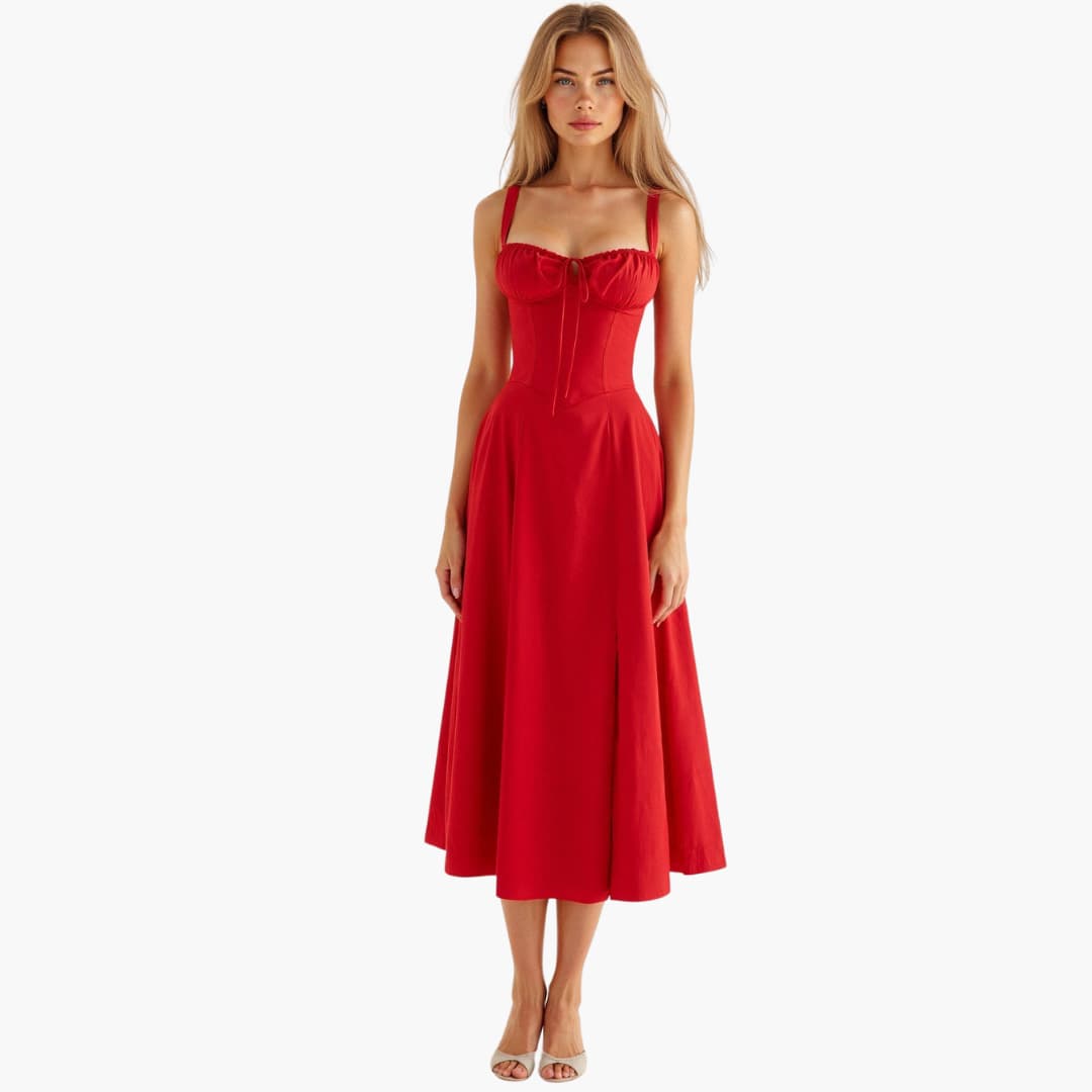 Sommerkleid - Elegantes Maxi Brautjungfernkleid mit Corsage