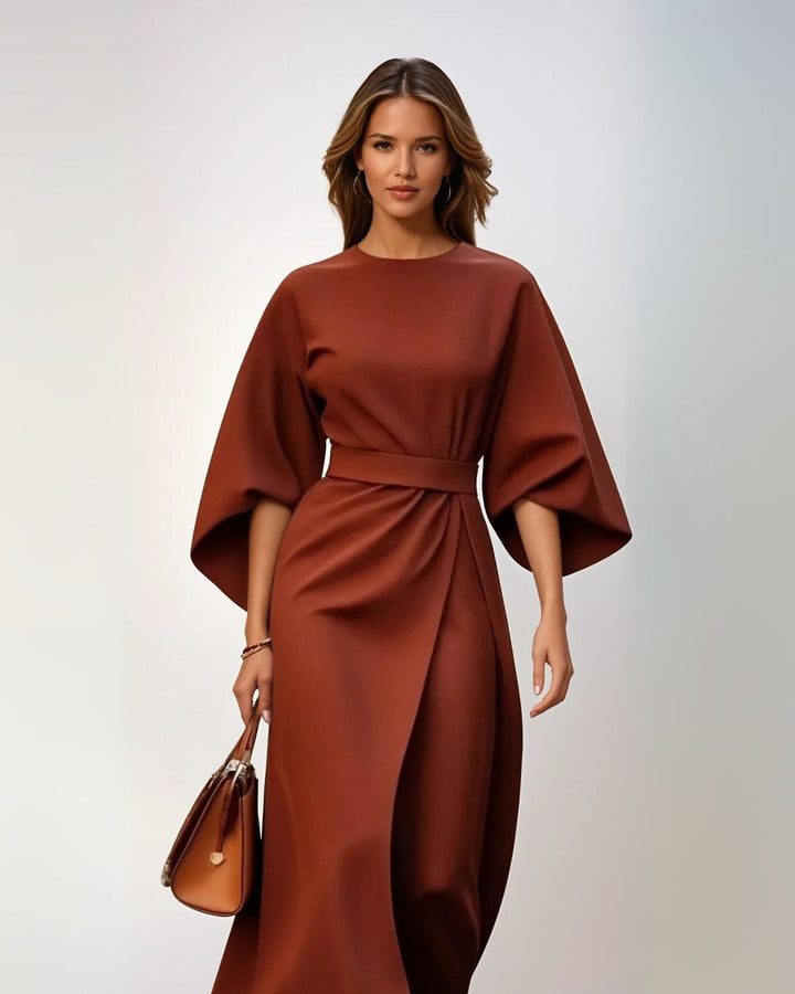 Midikleid für Damen - Elegantes Business Kleid mit Fledermausärmeln
