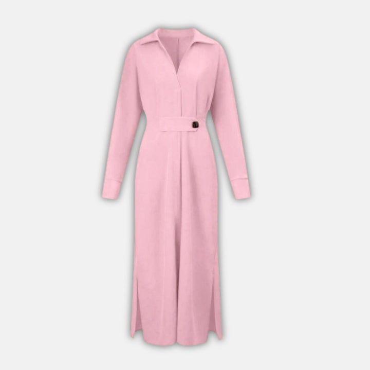 Hemdblusenkleid für Damen - Elegante Maxikleid mit Gürtel für Sommer