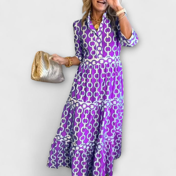 Sommerkleid - Stilvolles Midi-Kleid mit Kettenmuster