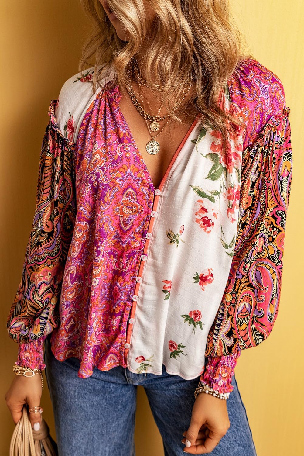 Bluse für Damen - Oversized-Bluse im Boho-Style